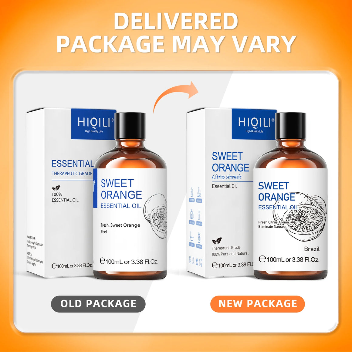 HIQILI Sweet Orange Essential Oil – 100% Pure
