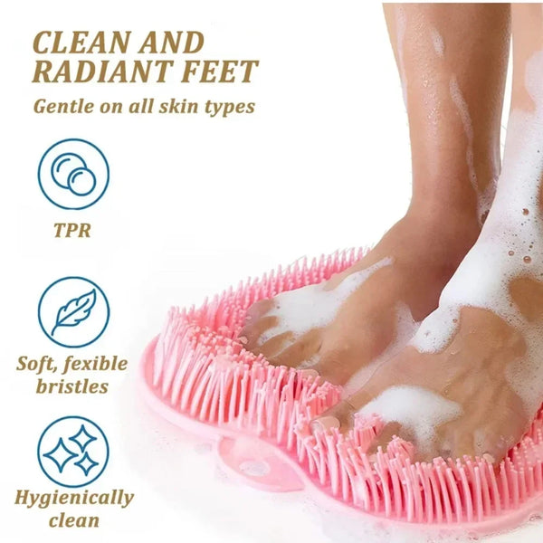 Silicone Exfoliating Shower Mat – Foot Scrubber, Back Massager
