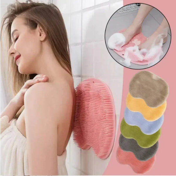 Silicone Exfoliating Shower Mat – Foot Scrubber, Back Massager