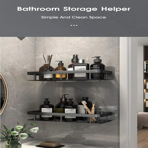 No-Drill Bathroom Corner Shelf – Wall-Mount Shower Rack