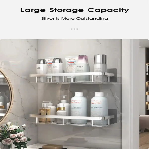 No-Drill Bathroom Corner Shelf – Wall-Mount Shower Rack