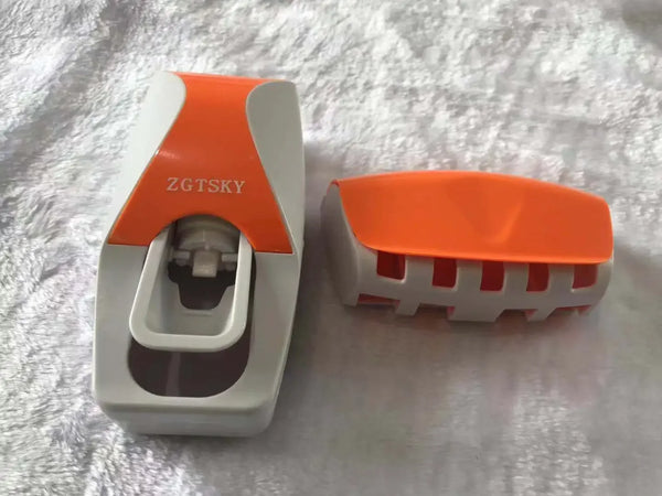 Wall-Mount Toothpaste Dispenser & Toothbrush Holder Set