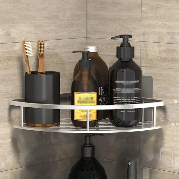No-Drill Bathroom Corner Shelf – Wall-Mount Shower Rack