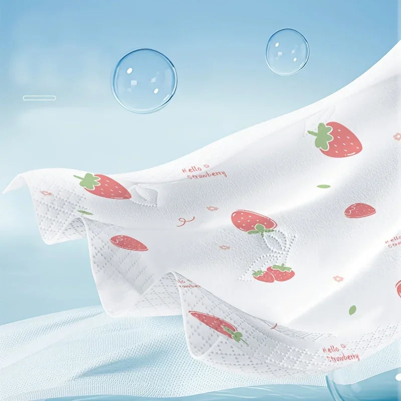 Strawberry Print 4-Layer Soft Tissue Paper – 1/5 Pack Toilet & Kitchen Use

