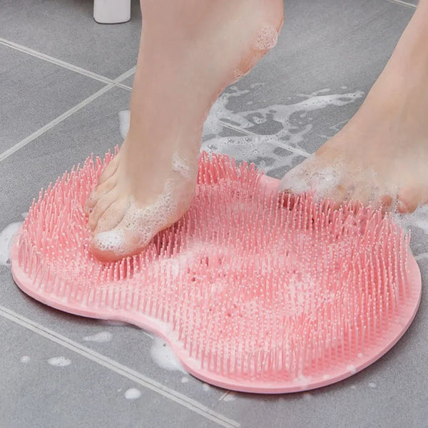 Silicone Exfoliating Shower Mat – Foot Scrubber, Back Massager