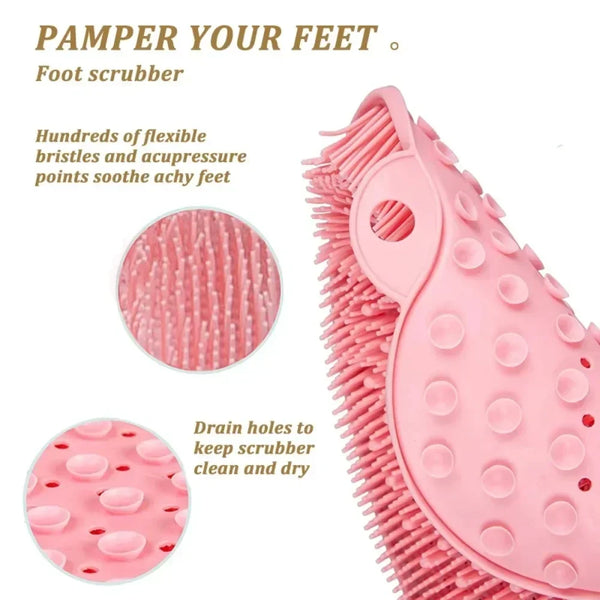 Silicone Exfoliating Shower Mat – Foot Scrubber, Back Massager