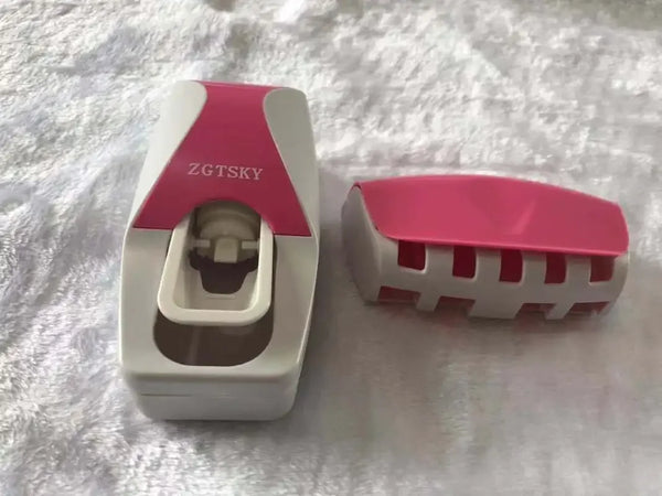 Wall-Mount Toothpaste Dispenser & Toothbrush Holder Set