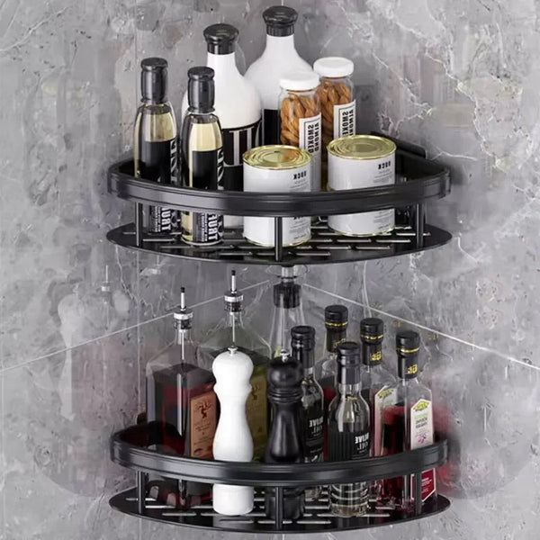 No-Drill Bathroom Corner Shelf – Wall Mount Shower Rack Organizer