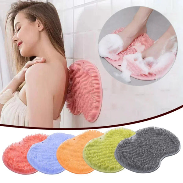 Silicone Exfoliating Shower Mat – Foot Scrubber, Back Massager