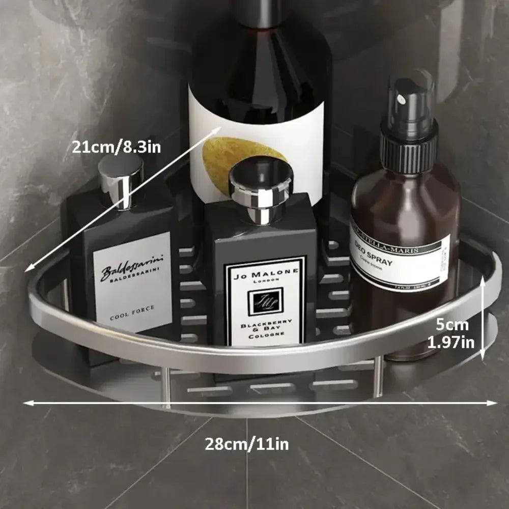 No-Drill Bathroom Corner Shelf – Wall-Mount Shower Rack