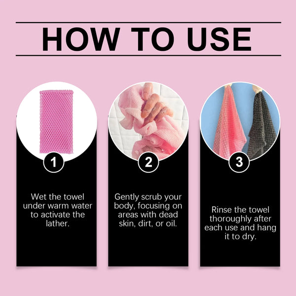 Exfoliating Back Scrubber Towel – Deep Cleansing Body Washcloth