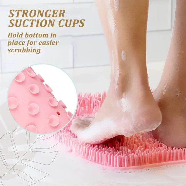 Silicone Exfoliating Shower Mat – Foot Scrubber, Back Massager