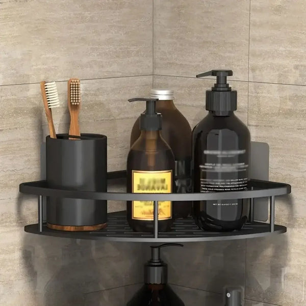 No-Drill Bathroom Corner Shelf – Wall-Mount Shower Rack
