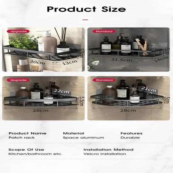 No-Drill Bathroom Corner Shelf – Wall-Mount Shower Rack
